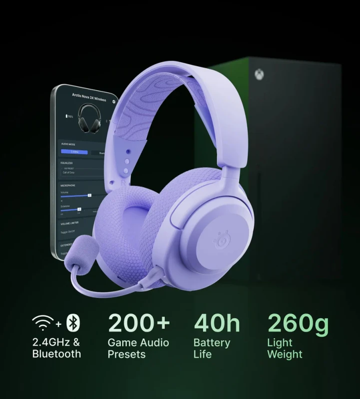 SteelSeries Arctis Nova 3X Wireless for Xbox and Other Platforms Lavender - Image 5