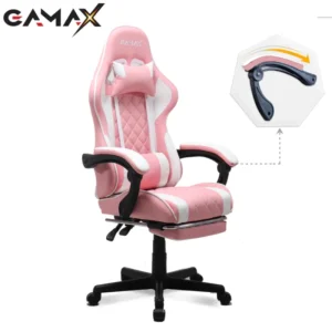 Gamax Gaming Chair Model 1-LT001L with Linkage Function Armrest & Retactable Footrest ( Installation not included ) - Pink