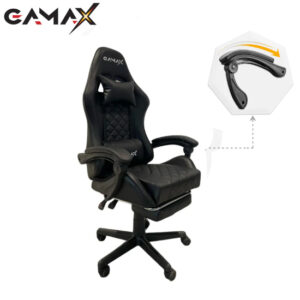 Gamax Gaming Chair Model 1-LT001L with Linkage Function Armrest & Retactable Footrest ( Installation not included ) - Black