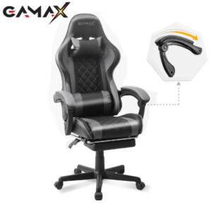 Gamax Gaming Chair Model 1-LT001L with Linkage Function Armrest & Retactable Footrest ( Installation not included ) - Grey