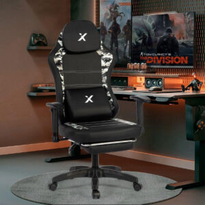 X Gaming Chair with Armrests & Supportive Cushions Sporty Design - Black & Army ( Installation not included )