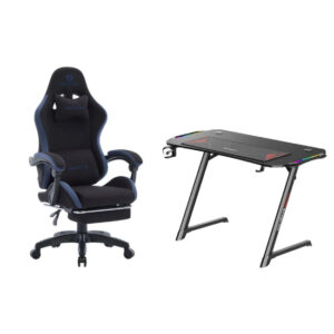Gaming Furnuture Bundle Offer: Gamax Z5-1160 Carbon Fiber Gaming Table + Oartex Model LD035 Gaming Chair - Blue (Installation Not Included)
