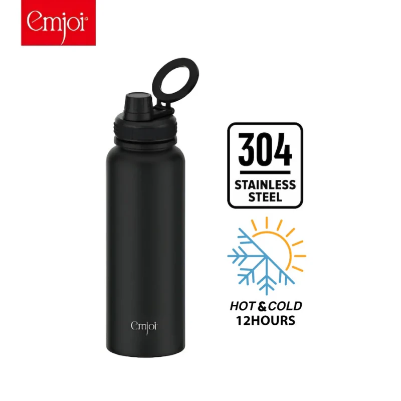 EMJOI Stainless Steel Sport Bottle With MagSafe 900ML - Black - Image 2