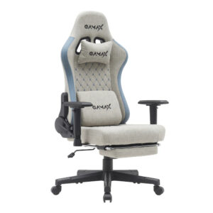 Gamax Gaming Chair model BS-7970 with Foot Rest - Light Gray ( Installation not included )