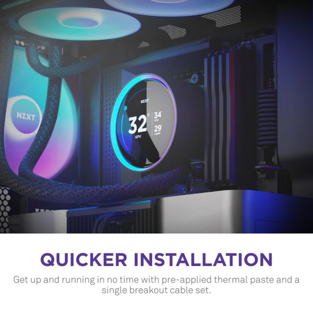 NZXT Kraken Elite 240 RGB 240mm AIO With 2.72 IPS LCD Liquid Cooler - Black - Image 2