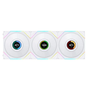 LIAN LI UNI FAN TL LCD 120mm ARGB 3-Pack with 1.6" LCD Display - White