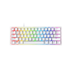 Razer Huntsman Mini Gaming Keyboard 60% Mercury Edition,RGB lighting, Purple Clicky Optical Switch - White RZ03-03393300-R3U1