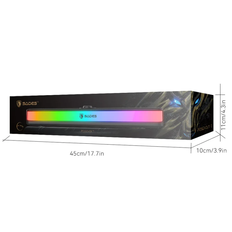 Sades Posevolt SA-SP01-B compact Desktop Soundbar with 6 RGB Modes - Black - Image 7