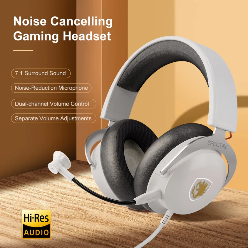 Sades Spectre SA-915W Virtual 7.1 Surround Sound USB Gaming Headset - White - Image 5