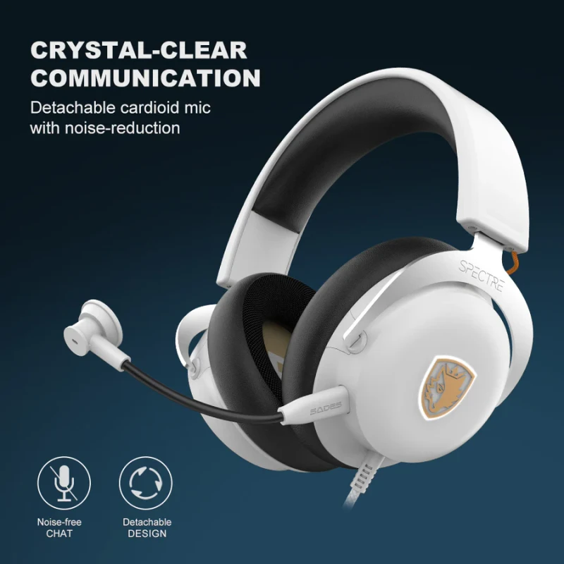 Sades Spectre SA-915W Virtual 7.1 Surround Sound USB Gaming Headset - White - Image 8