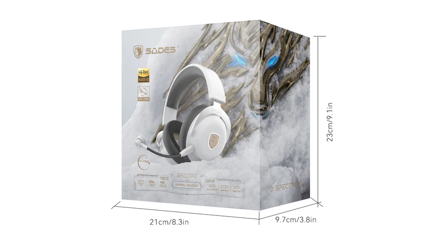 Sades Spectre SA-915W Virtual 7.1 Surround Sound USB Gaming Headset - White - Image 10