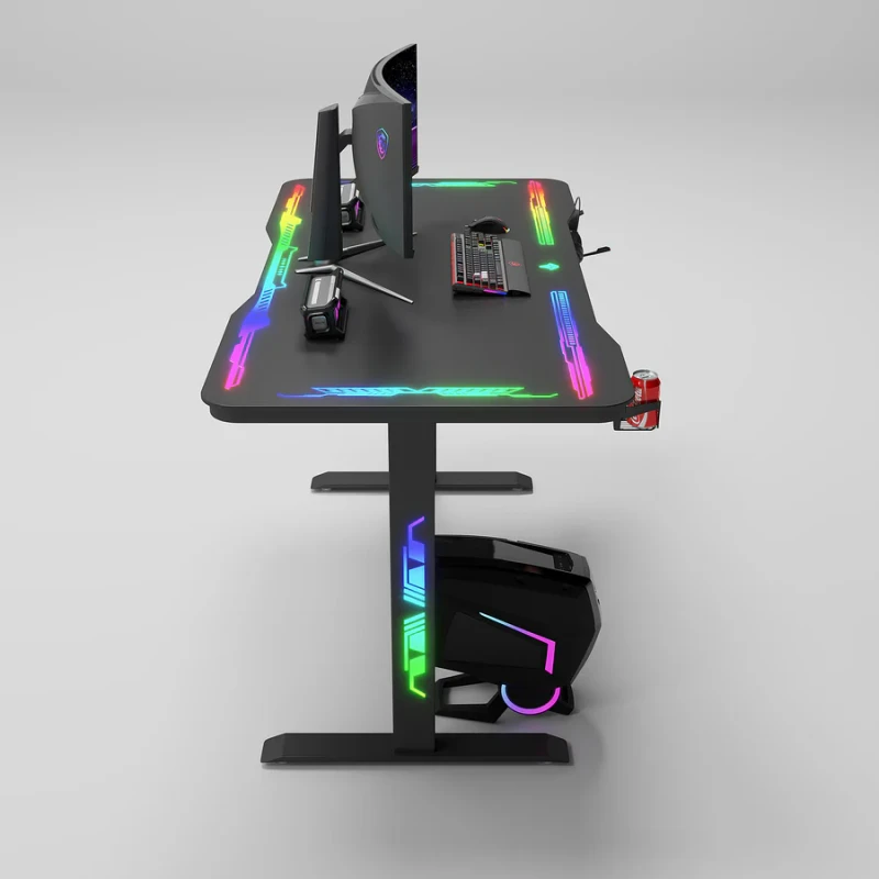 Gamax P206 Tempered Glass Surface Gaming Table 120*60*74 cm with Mousepad & Full RGB - Black (Installation Not Included) - Image 4