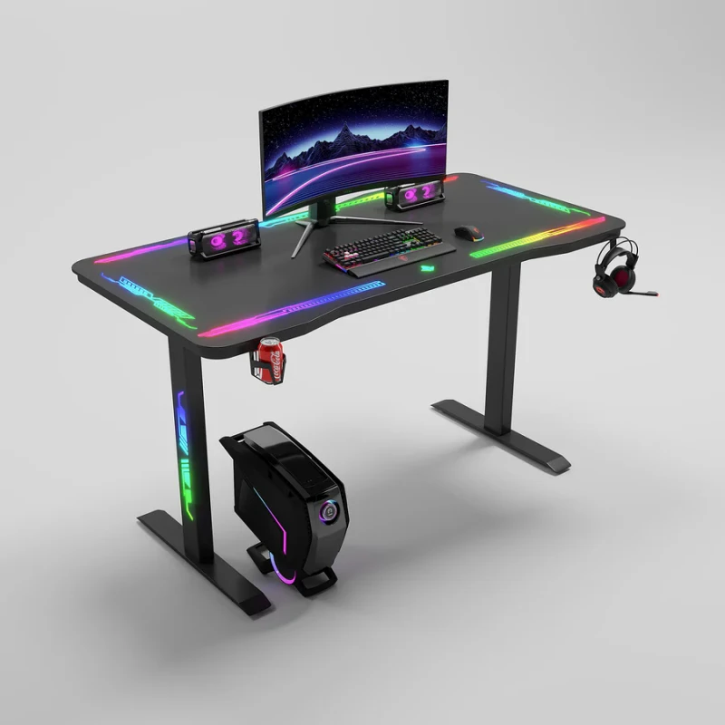Gamax P206 Tempered Glass Surface Gaming Table 120*60*74 cm with Mousepad & Full RGB - Black (Installation Not Included) - Image 8