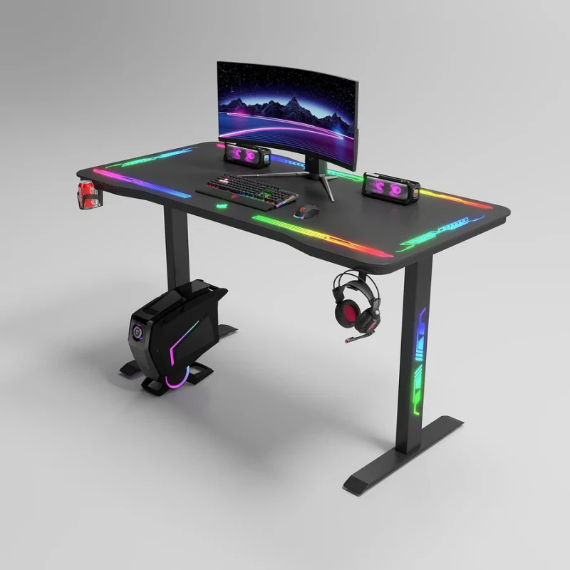 Gamax P206 Tempered Glass Surface Gaming Table 120*60*74 cm with Mousepad & Full RGB - Black (Installation Not Included) - Image 10