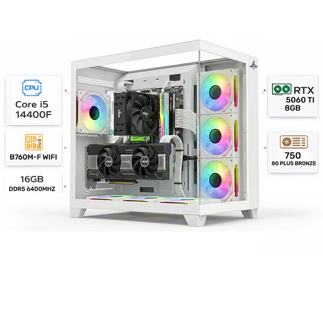 Custom Gaming PC Intel Core i5-14400F, RTX 5060Ti 8GB, 16GB RAM DDR5, 1TB, 6400MHz, Windows 11 Pro - Image 2
