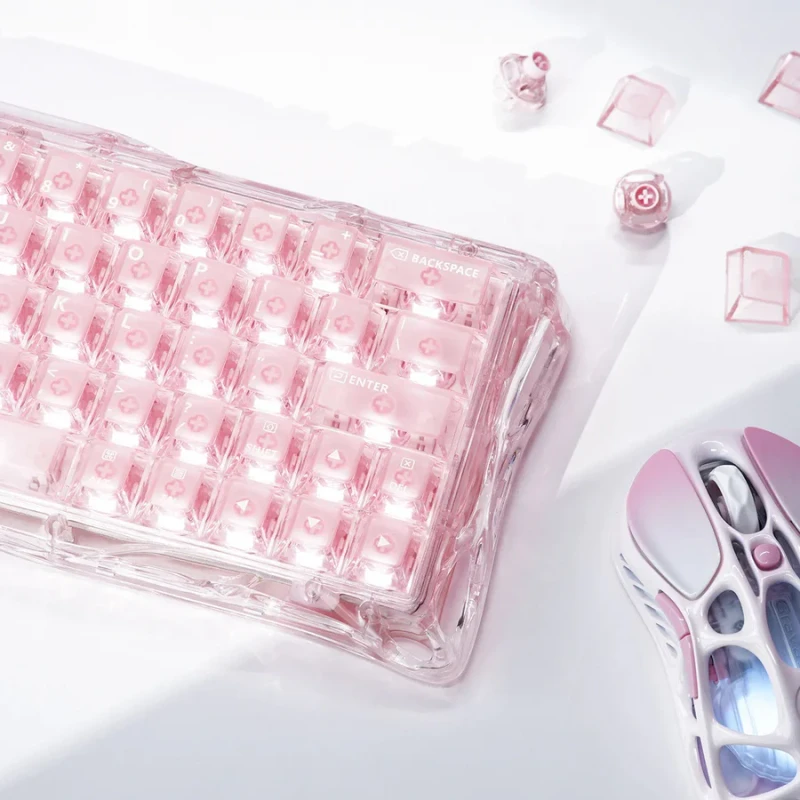 GravaStar Mercury V60 60% Hall Effect Magnetic Switch Gaming Keyboard - Crystal Rose - Image 6