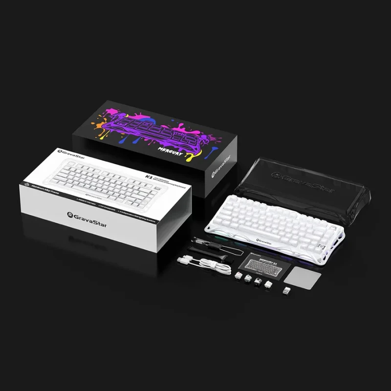 GravaStar Mercury K1 75% Wireless Mechanical Gaming Keyboard Special Edition - White - Image 7