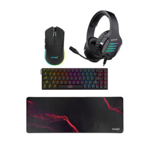Gamax GM-204 4-in-1 Wired PC Accessory Set (AR Mechanical Keyboard, Mouse, Mousepad, Headset) - Black