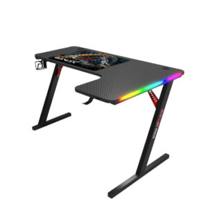 Gamax P201-RB RGB Carbon fiber Gaming Table 140*100*74 cm with Mousepad (L Shape - Right) - Black (Installation Not Included)