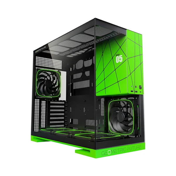 Custom Gaming PC Intel Core Ultra 7 265K, Asus RX 9060 XT 16GB, 16GB DDR5, 1TB NVMe, Windows 11 Pro - Black Green - Image 2