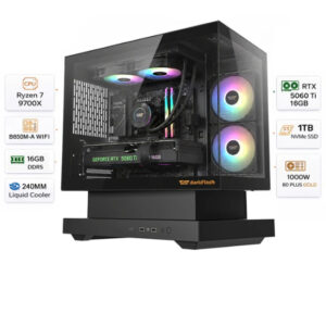Custom Gaming PC AMD Ryzen 7 9700X, RTX 5060 Ti 16GB, 16GB DDR5 RAM, 1TB SSD, Windows 11 Pro - Black