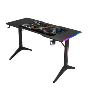 Gamax D2408B RGB Carbon fiber Gaming Table 140*60*74 cm with Mousepad - Black (Installation Not Included)
