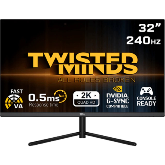 Twisted Minds TM32QHD240VA 32" QHD(2560x1440), 240Hz Refresh Rate, 0.5Ms Response Time, HDMI2.1, VA Flat Gaming Monitor - Black