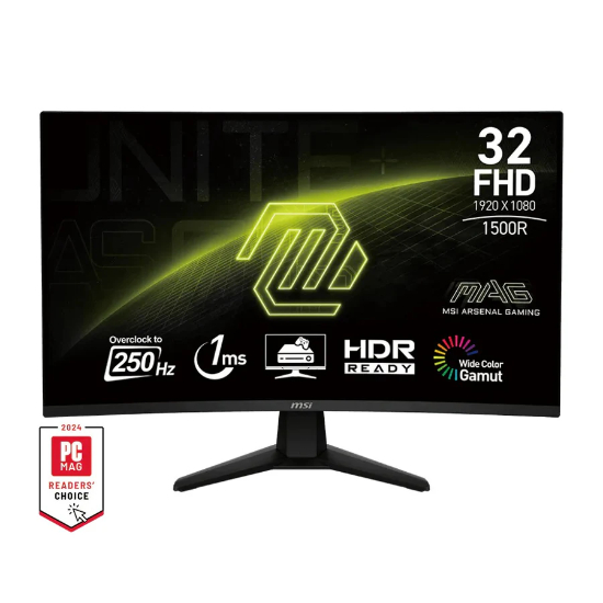 MSI MAG 32C6X 32" FHD(1920 x 1080), 250Hz Refresh Rate, 1ms Response Time, 1500R, VA Curved Gaming Monitor - Black