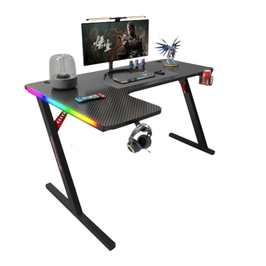 Gamax P201-LB RGB Carbon fiber Gaming Table 140*100*74 cm with Mousepad (L Shape - Left) - Black (Installation Not Included) - Image 2