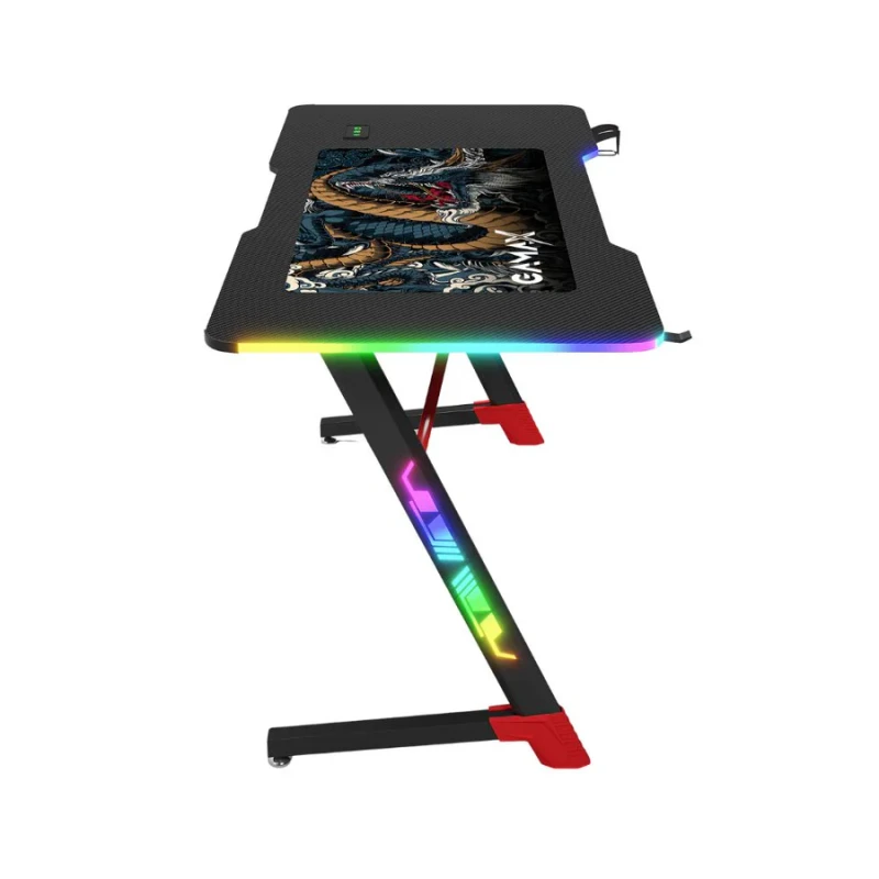 Gamax D2501 3 Sides RGB Carbon fiber Gaming Table 120*60*74 cm with Mousepad - Black (Installation Not Included) - Image 2