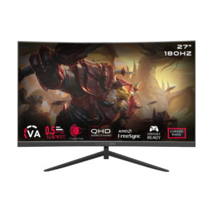 GAMEON GOC27Q180VA Pro Series 27" QHD, 180Hz Refresh Rate, 0.5ms Response Time, HDMI 2.1, VA Panel Curved Gaming Monitor - Black