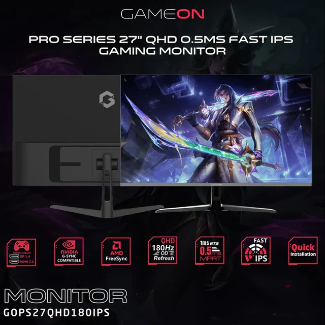GAMEON GOPS27QHD180IPS 27", QHD, 180Hz, 0.5ms Fast IPS, Flat Gaming Monitor - Image 9