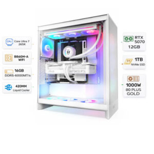 Custom Gaming PC Intel Core Ultra 7 265K, RTX 5070 12GB, 16GB DDR5 RAM 6000MT/s, 1TB NVMe, Windows 11 Pro