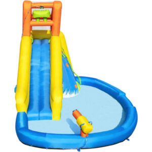 BESTWAY 4.35M X 2.86M X 2.67M MOUNT SPLASHMORE MEGA WATERPARK (1 water slide with pool, 1 blower, 1 waters spraying hose, 1 anchor bag, 1 repair kit, 1 storage bag , 2 blower stakes , 10 bouncer stakes.) Age 5+ / 53345