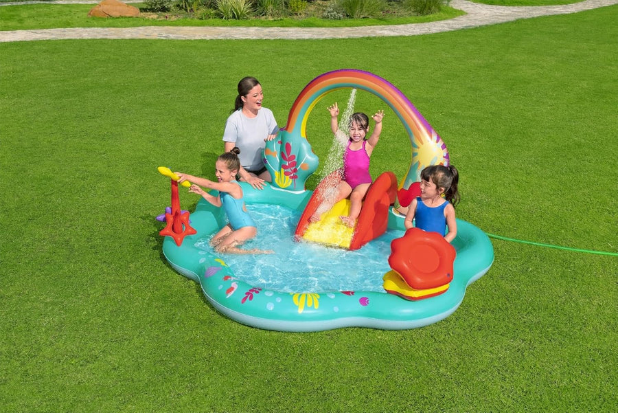 BESTWAY 2.21M X 1.93M X 1.17M PLAY CENTER (Contents: 1 pool, 3 star rings, 6 play balls, repair patch.) Age 2+ / 91097 - Image 3